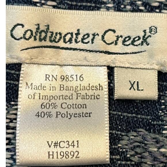 Coldwater Creek Women's Size XL Blue Denim Floral Woven Button Front Vest - Picture 3 of 5